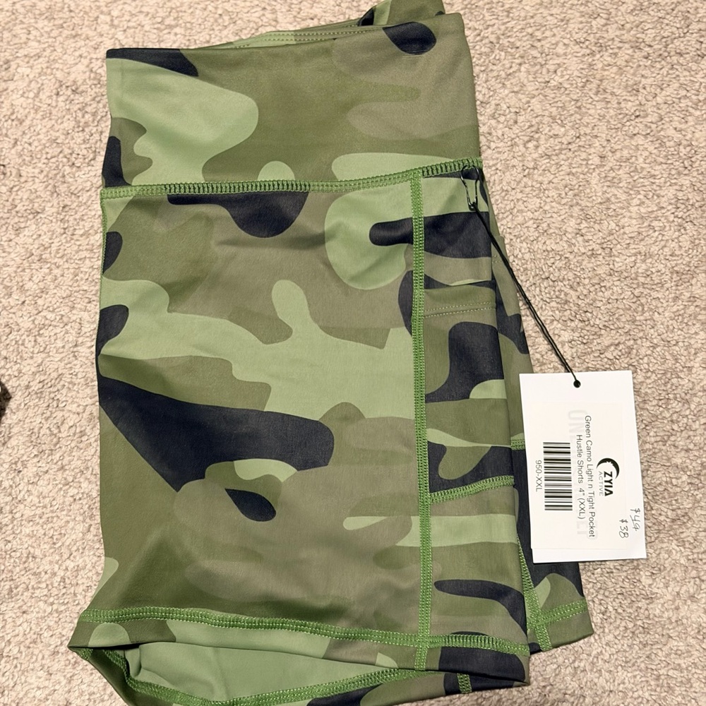 ZYIA Green Camo Light n Tight Hustle Shorts